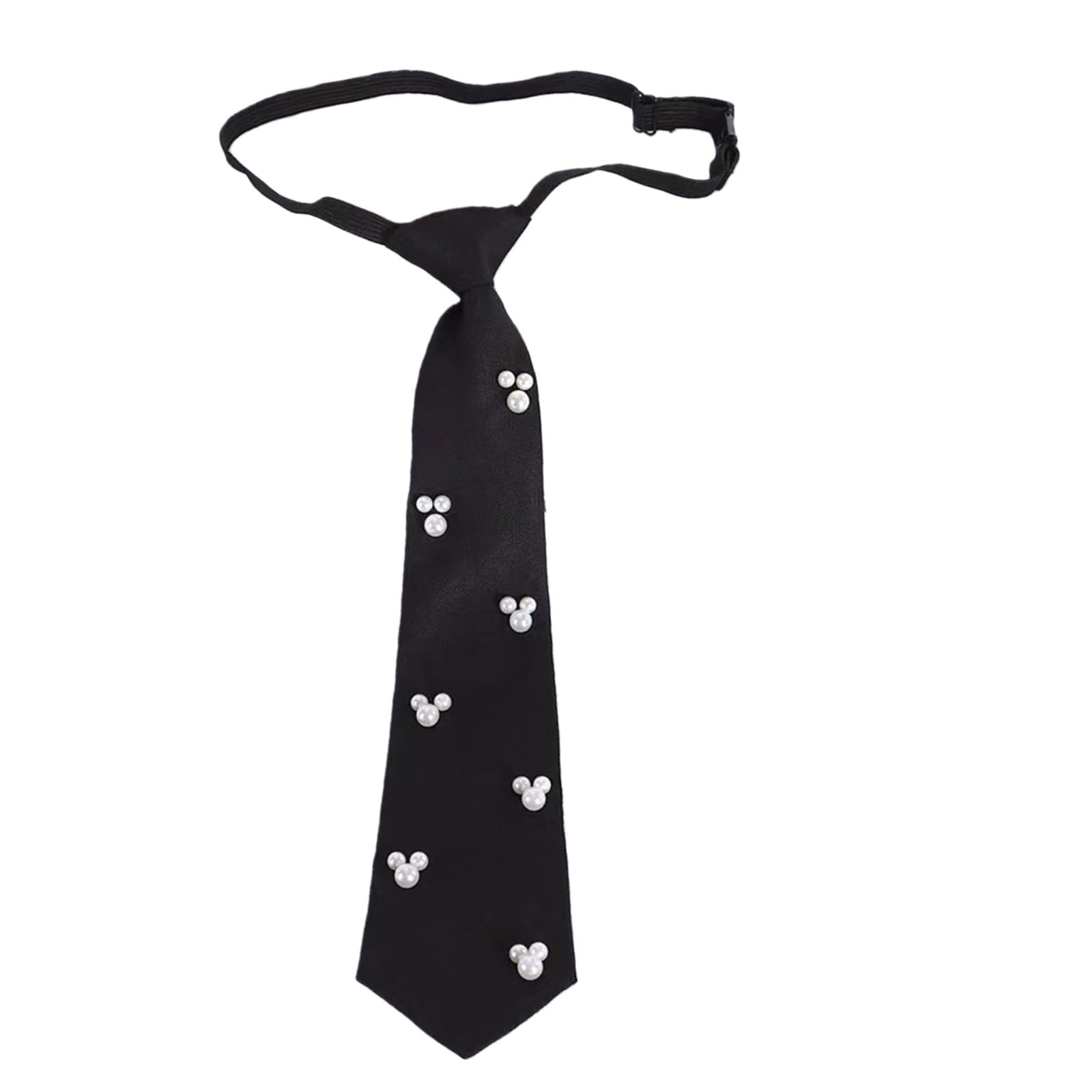 MICFENY Elegant Imitation Pearls Accent Necktie Lightweight Wrinkles Resistant Polyester Suitable For Meetings And Casual Occas