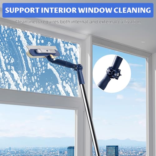Image of HASTHIP 47 Inch Window Cleaning Tool with Scraper & Microfiber Head, 2-in-1 Glass Cleaner Squeegee for Home, Car & High Windows, 180 Degree Rotatable Head, Streak-Free Multifunctional Window Wiper