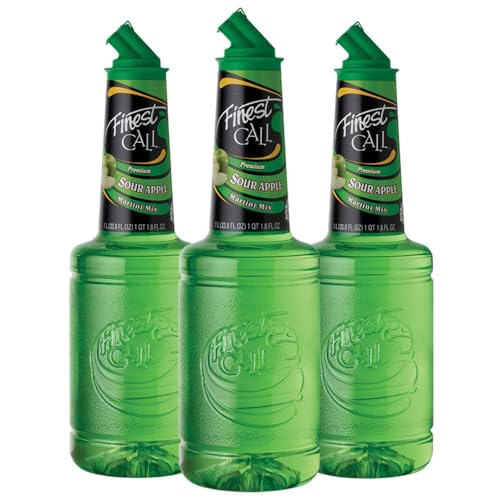 Finest Call Premium Sour Apple Martini Drink Mix, 1 Liter Bottle (33.8 Fl Oz), Pack of 3