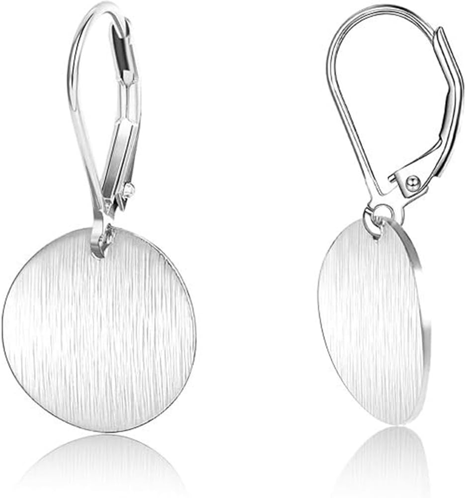 Round Disc Leverback Earrings for Women Small Round Disk Coin Dangle Drop Earrings Gold Flat Disc Coin Dangle Earring Minimalist Jewelry Birthday Gifts