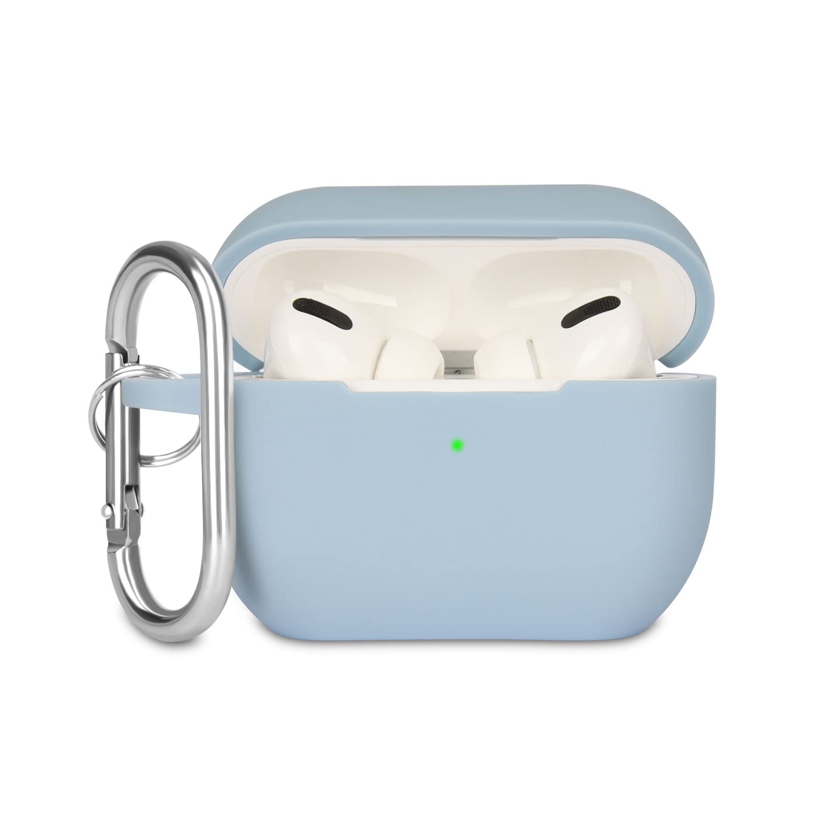 Case Cover Compatible with Airpods Pro, Soft Silicone Skin Case Cover Shock-Absorbing Protective Case for Airpods Pro 2019 with Carabiner, Front LED Visible, Black — view 21