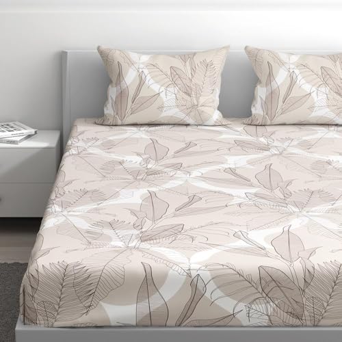 Image of Wakefit Cotton Fitted Bedsheet | 200 TC Elastic Fitted Sheet, King Bed Bedsheet with 2 Pillow Covers | Mekko - 72x72 inches