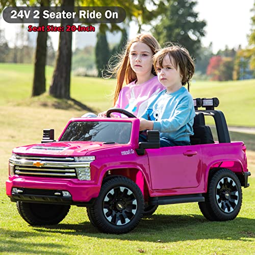 Image of 2 Seater 24V Ride On Toys Licensed Chevry Silverado Ride On Truck, Pink