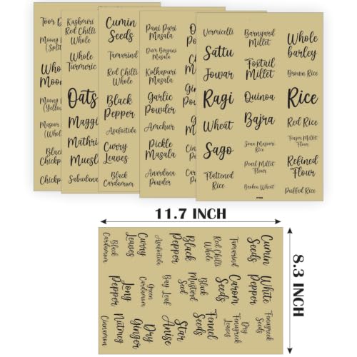 Image of CVANU 205pcs Spice Label Jar Sticker All Name in Stylish Font Black Color On Clear Self-Adhesive Vinyl Ingredient Labels for Kitchen Containers, 205 Labels