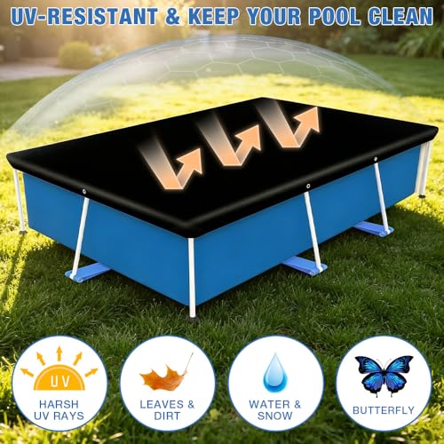 LYPPUL Schwimmbadabdeckung für Rechteckige, 221*150cm Rechteckige Poolabdeckung, Pool abdeckung Für Oberirdische Pools, abdeckungen Rectangle Pool für Rectangular Frame Pool Staub Regendicht Langlebig