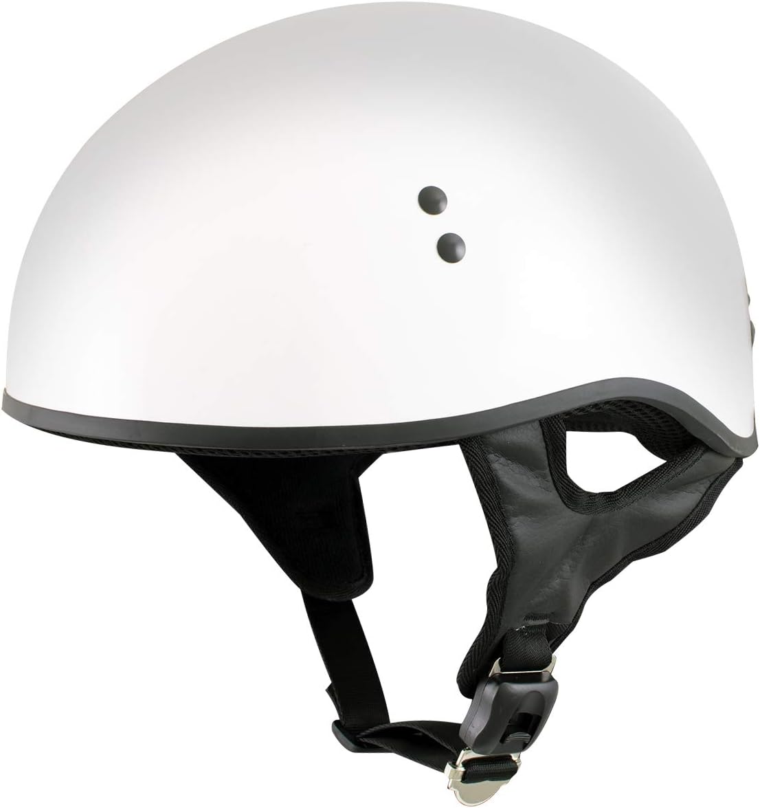 Outlaw T68 'The O.G.' Advanced White Glossy Motorcycle Skull Cap Half DOT Helmet - Large