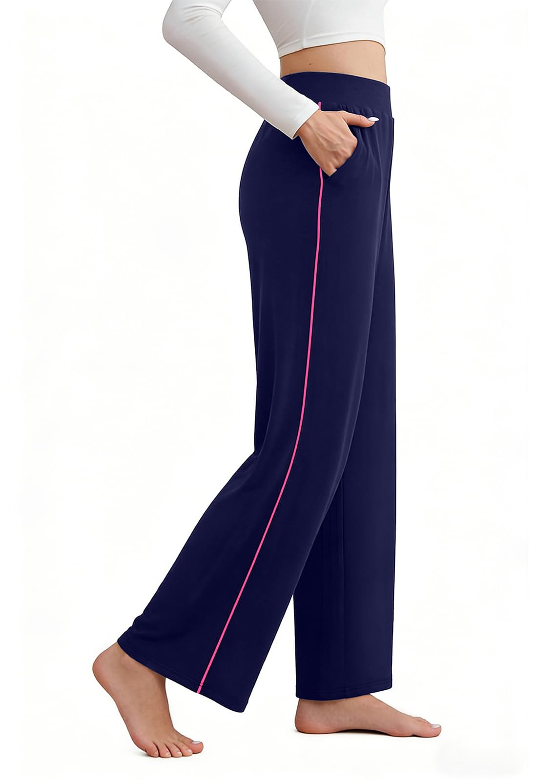 Charmo Jogginghose Damen Baggy Yogahose Lang Sporthose Hohe Taille Freizeithose Weites Bein Hose Bauchkontrolle Trainingshose Lockere Sweatpants mit Taschen