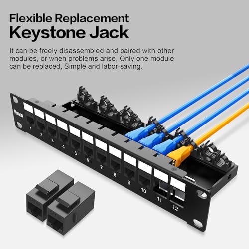 PBAEGAV Patch Panel 12 Port 10Gbps Cat6A【EC Listed】 Ethernet Network Patch Panel with Inline RJ45 Keystone and Cable Management Bar Rackmount or Wall Mount (CAT6 Keystone Patch Panel Unshielded) by PBAEGAV - Image 6