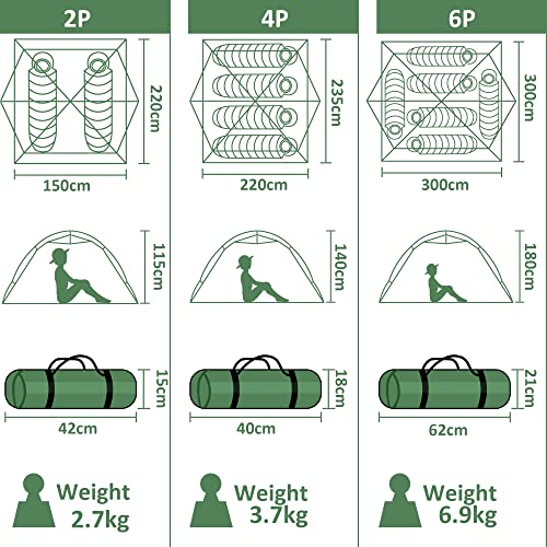 Clostnature Tenda da Campeggio per 2/4 Persone