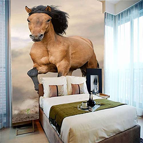 Poster géant cheval marron adhésif repositionnable pour grand mur