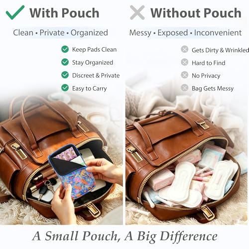 Image of KJQJLY 2 Pack Portable Tampon Organizer Bag Tampon Holder & Storage Case with Zipper for Travel, Discreet Period Bag for Purse, Waterproof Feminine Products Pouch for Women (Flower)