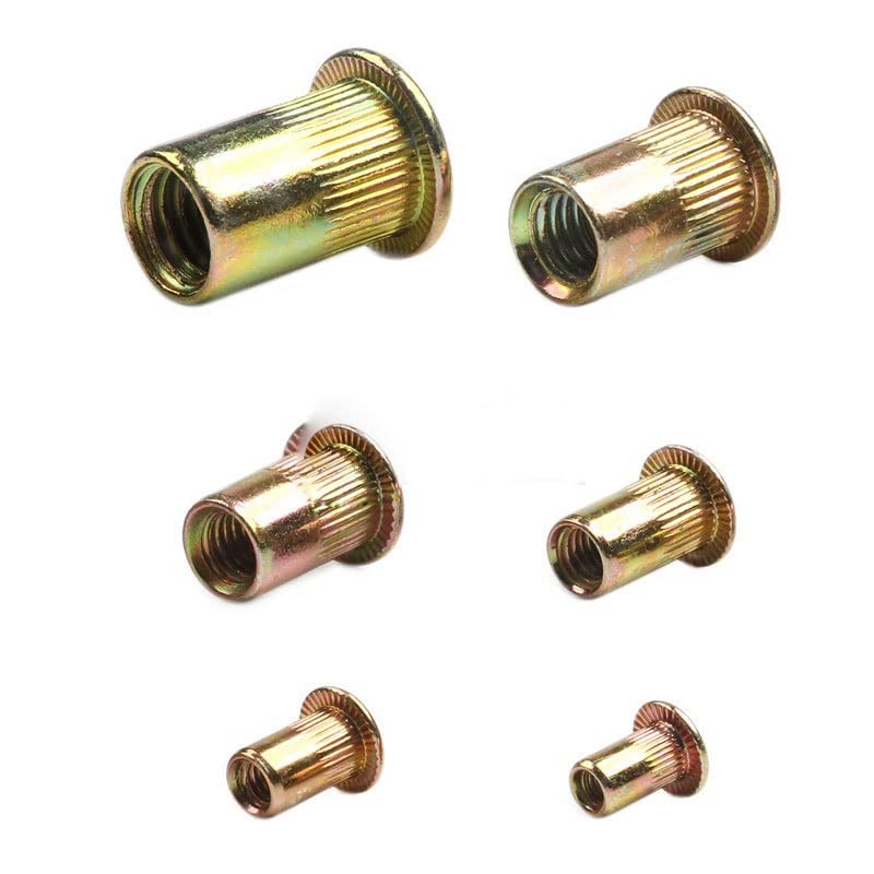 20Pcs M3 M4 M5 M6 M8 Zinco Placcato Acciaio Al Carbonio Dadi Zigrinati Rivnut Testa Piatta Filettato Rivetto Inserto Nutsert Cap Rivet Dado(175PCS Box)