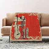 JYLYZZIN Kuscheldecke flauschig, weiche warme Fleecedecke 76 x 100 cm als Decke Sofa,Western-Country-Musik-P mit Cowboy-Kleidung und Musikgitarren-Hintergrund f, Wohndecke oder Couchdecke überwurf