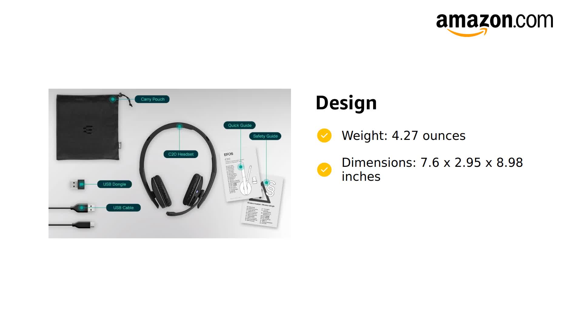 Amazon.com: EPOS SENNHEISER C20 Bluetooth Headset with Microphone