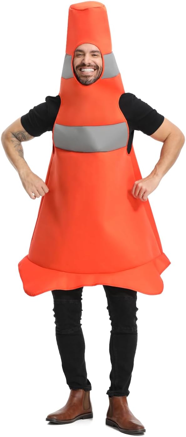 Seasons Construction Cone Costume for Man, Funny Traffic Cone Halloween Costume for Adult - Image 7