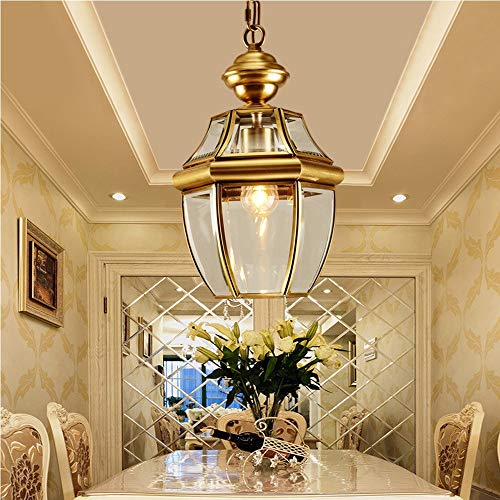 BARASH Lámpara De Araña Led, Lámpara De Sala De Estar, Lámpara De Cobre Borde De Cobre De Una Sola Cabeza De Vidrio Fácil De Limpiar, Fuente E27 * 3,35 * 22 CM Buen material