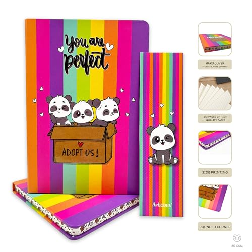 Image of Hardbound Diary Notebook A5 with Cover & Bookmark 192 Pages 80 GSM | Journal | Diary for Men | Gift for Mother (Panda)