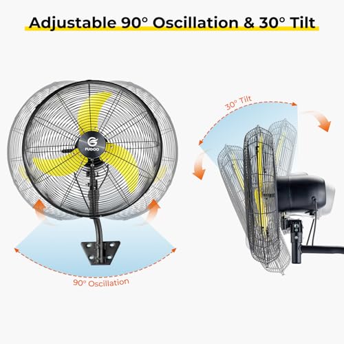 FUGOO 30" Brushless DC Industrial Oscillating Wall Mount Fan, Whisper-Quiet 8800 CFM, 40% to 80% Energy Savings,Remote Control for Factory Garage Warehouse Barn Gym — view 6