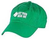 D&Y St. Patrick's Day Baseball-Cap, bestickt mit Schriftzug, Design mit vierblättrigem Kleeblatt, flach, Get Your Irish On, Grün