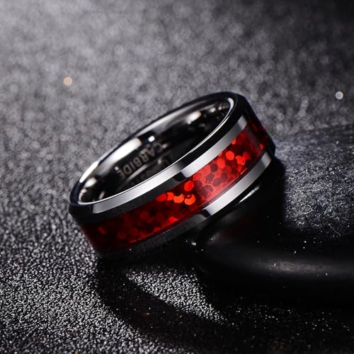 Couple rings for men and women, trendy fashion jewelry, wide 8mm inlaid with colorful tungsten carbide rings, suitable for trendy couples hip-hop parties4