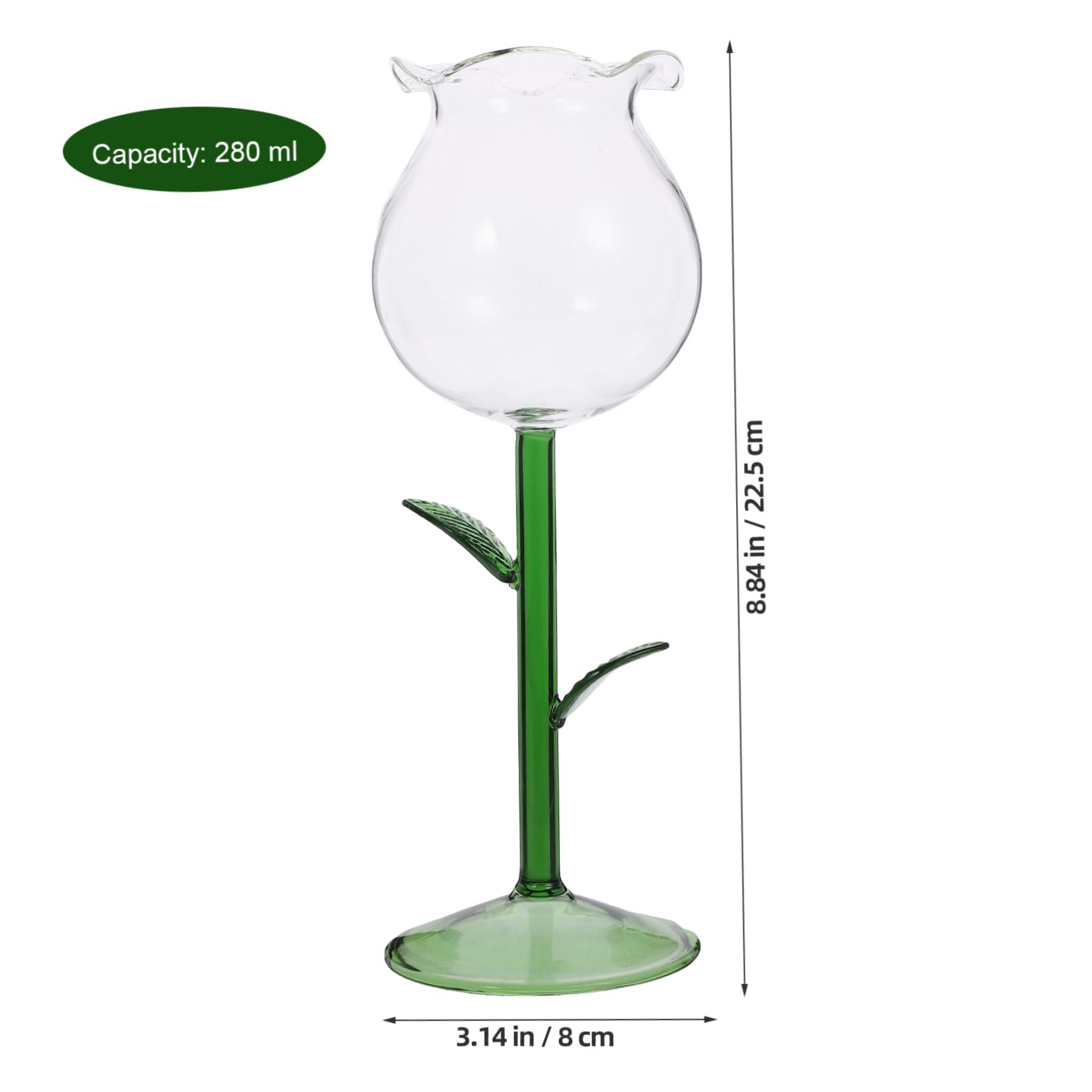 Cabilock Copa de Vino Rosado Elegante de Vidrio de 280ml Ligera y Resistente para Aniversarios y Fiestas de Año