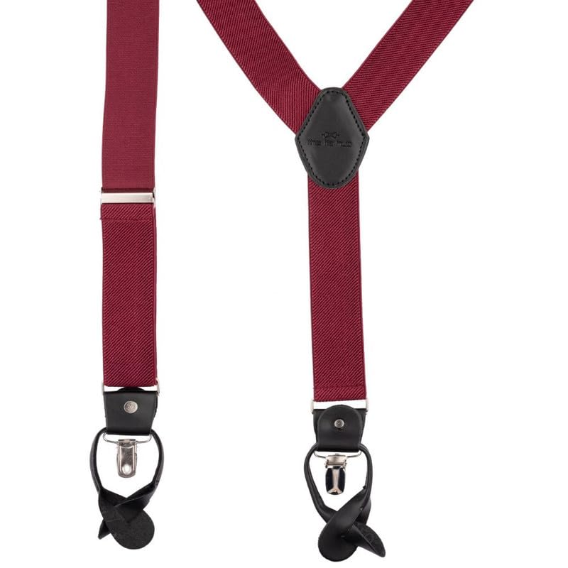Image of The Tie Hub Button Suspenders for Men | Gentry Button-On Y-Back Elastic Braces | Adjustable 1.25 Inch | Formal Wedding