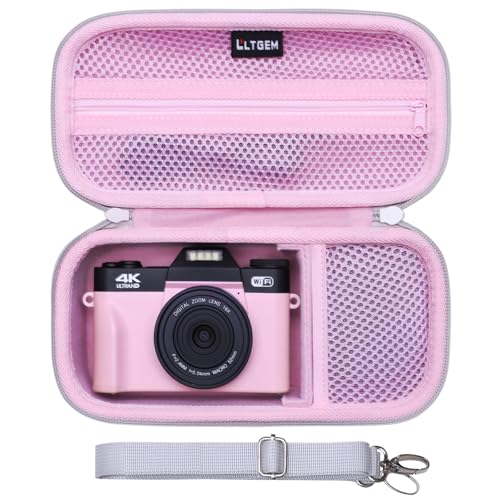 L LTGEM 4K Digital Camera Case Compatible with VJIANGER/YIGLLO/Zostuic/Duluvulu/Gavonde/XNSIAKXA/FlyFrost/SIXTARY/DUOCH 4K Vlogging Camera with Shoulder Strap, Pink