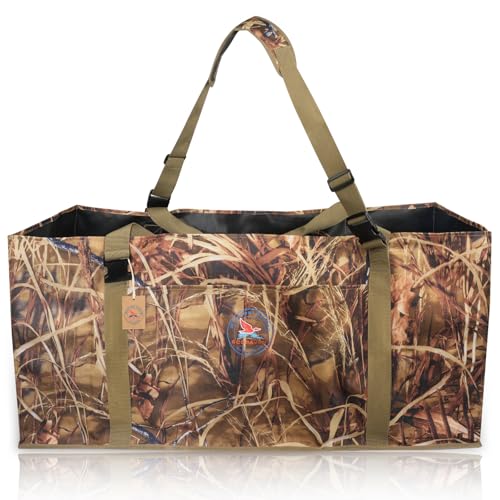Scopaven 12-Slot Duck Decoy Bag, Durable Waterfowl Hunting Gear with Camouflage Design, Padded Protection & Bottom Drains for Easy Transport