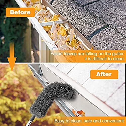 Ocnvlia Gutter Cleaning Brush Roofing Tool with Telescopic Extendable Pole 8.2Ft Guard Cleaner Tool Easy Remove Leave, grey - Image 4