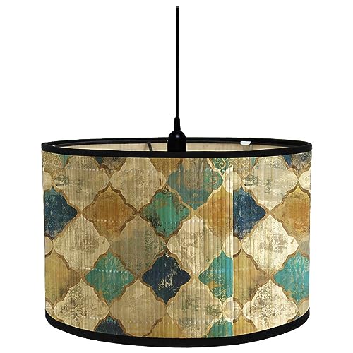 Morbuy Bamboo Lampshade for Table Lamp, Rhombus Pattern Vintage Style Diameter 30cm Wooden Bedside Light Lampshade Light Shades Wall Light Lamp Shades, Desktop Accessories (Khaki Color) โ image 1