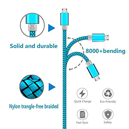 Micro USB Cable 2pack 6ft Android Charger Cord Fast Quick Charging for Samsung 2016 Tab A 7.0 10.1, E 8.0, Kindle Fire Hd Hdx 7 8 10 Tablet, Phones Galaxy S7 S6 Edge, Note 5/4, J7 J3 Prime Star Pro