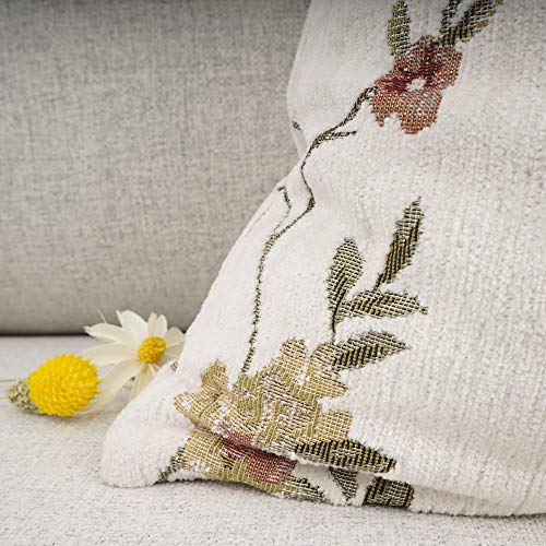 Your Smile YSTH007 Classical Embroidery Jacquard Farmhouse Oblong Rectangle Chenille Beige Floral Pattern Decorative Throw Pillow Case,12X20 Inch thumb #4