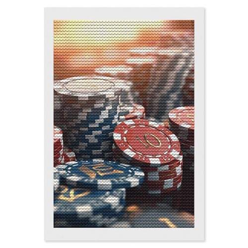 Peinture diamant jetons de casino ELUZZIZUT anti stress déco murale salon