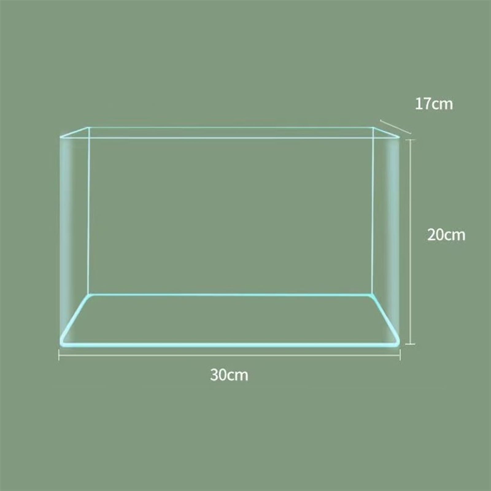 Aquarium en verre à bord incurvé pour salon, petit bureau, aquarium transparent, boîte d'élevage de tortues (30 x 17 x 20 cm)