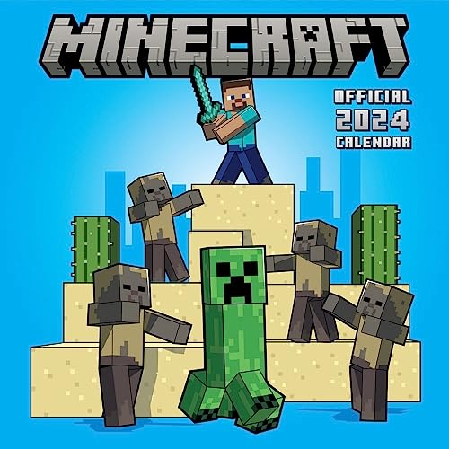 Danilo Calendario 2024 pared Minecraft - Calendario pared 2024 - Planificador mensual 30x30 cm | Calendario 2024 Minecraft
