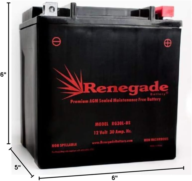 RG30L-BS; Polaris Replacement Battery for (2005, 2006, 2007, 2008, 2009, 2010) Sportsman 800 EFI; BTX30L, B30L-B, CB30L-B