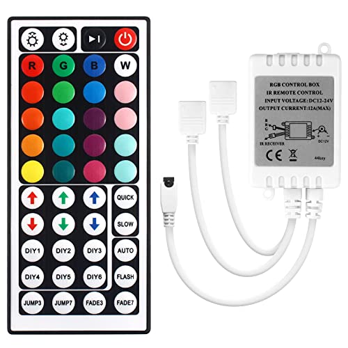 VIPMOON DC 12V 24V IR Télécommande sans Fil et Controleur LED RGB pour contrôler à Distance Les Bandes LED RGB SMD 5050 3528