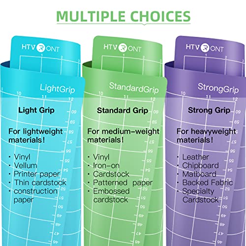 Image of HTVRONT Cutting Mat, 3 Pack Cutting Mat 12x24(Standard, Light, StrongGrip) Compatible with Cricut Maker 3 /Maker 4 /Maker /Explore 3 /4 /Air 2 /One, Variety Adhesive Sticky Cutting Mats Accessories