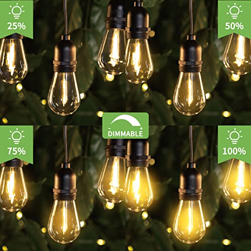 Monkeyd 52Ft Dimmable Led Outdoor String Lights Waterproof, Patio String Lights With 4 Brightness Modes Remote Dimmer (Included), 15+(1) Shatterproof Edison Bulbs For Porch Backyard Bistro… #TOP3