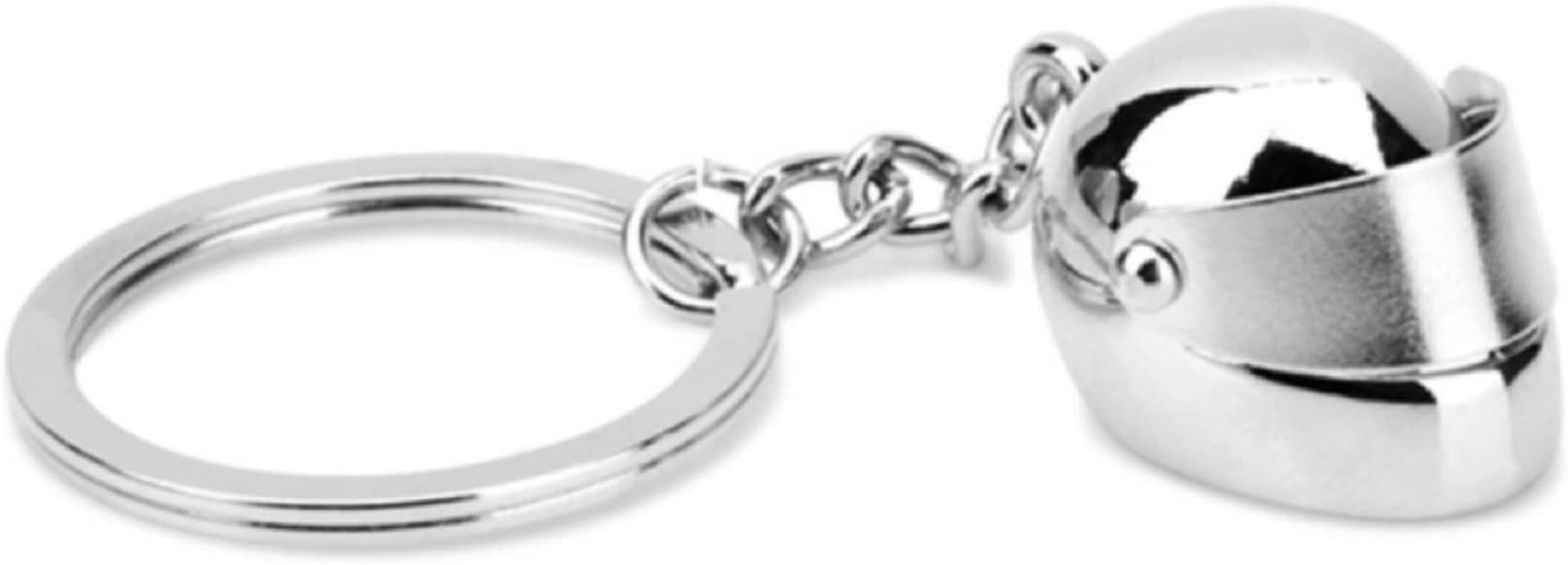 Motorbike Helmet Keyring in Silver Colour/Biker Gift Present
