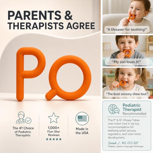 Image of Chewy Tubes P & Q Oral Motor Chew Tool, Latex-Free, Teething & Sensory | Safe & Non-Toxic: Made from durable, latex-free material designed for extended chewing without breaking down or splintering.