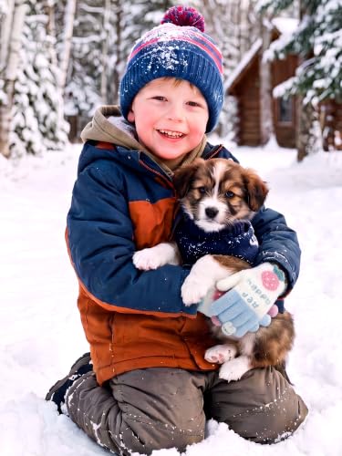 Image of EBOOT 3 Pairs Winter Kids Gloves Warm | Toddler Gloves for Boys Girls Outdoor, Full Finger Fluffy Soft Mittens for 1-11 Years Children, Multiple Colors