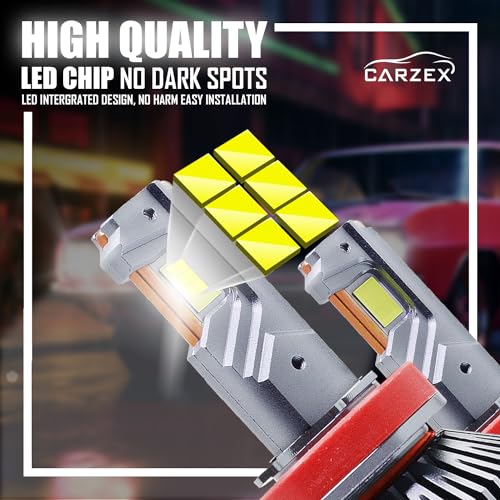Image of Carzex 300W Crystal Eye LED Headlight Bulbs H8 /H11 | 20,000LM Brightness 6500K Cool White | High Power CSP LED Chip Fog Lights | 1 Year Warranty | 2 PCS, A10s Red