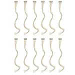 SWACC 12 Pcs Curly Wavy One Color Party Highlights Clip on in Hair Extensions Colored Hair Streak Synthetic Hairpieces (Platinum Blonde)