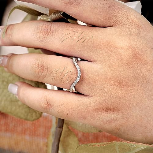Newshe Jewellery Wedding Band Eternity Ring for Women AAAAA Cubic Zirconia Twisted 925 Sterling Silver Size 5-104