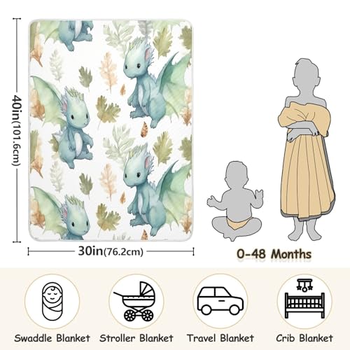 Image of Cute Dragon Baby Blanket Cotton Cozy Throw Blanket Warm Nursery Swaddle Receiving Toddler Blankets 30 inch x 40