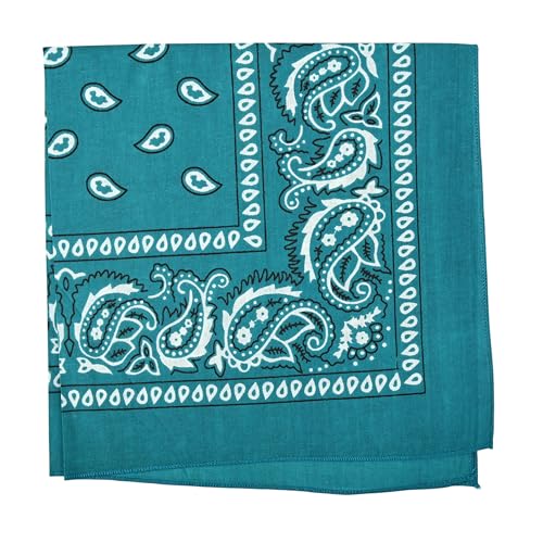 Motique Accessories 22 Inch Cotton Paisley Bandana - Turquoise