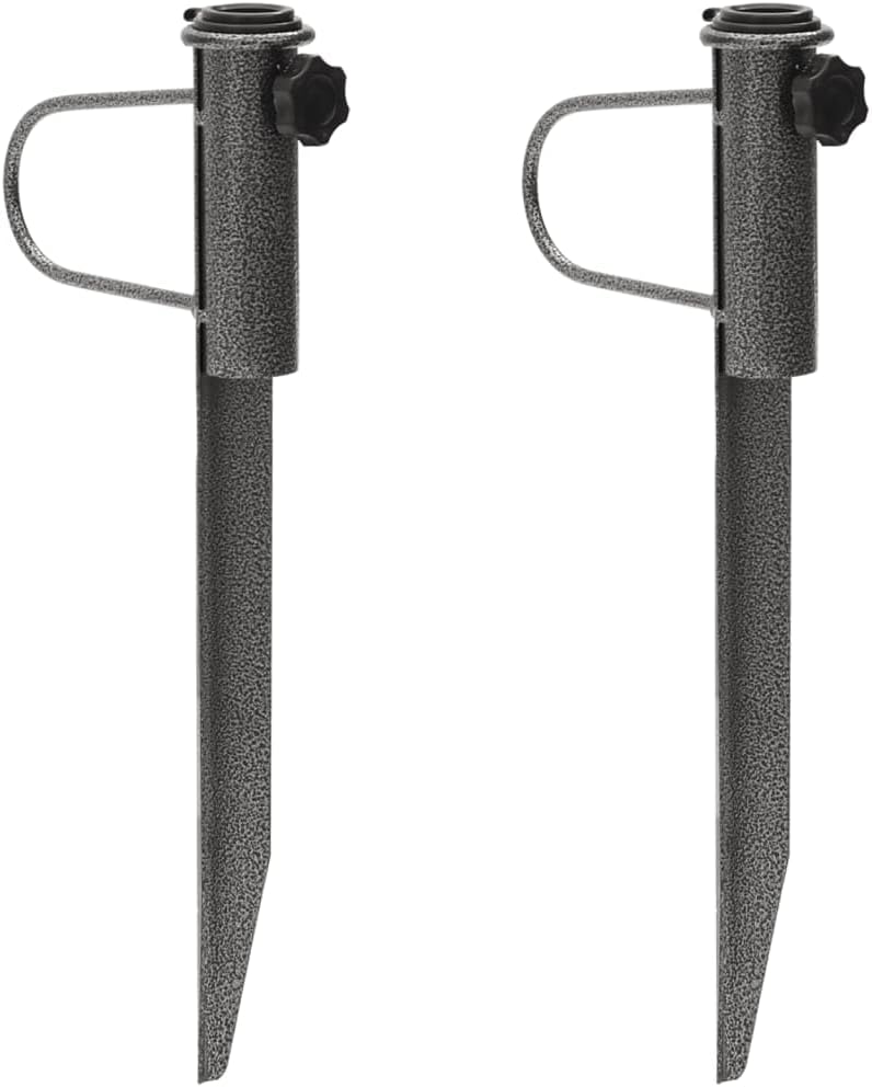 vidaXL Parasol Stands with Spikes 2 Pcs, Patio Umbrella Stand, Beach Umbrella Anchor for Outdoor Garden, 7.5"x16.5" Galvanized Steel