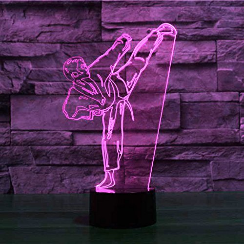 Molly Hieson 3D Gradient Karate Taekwondo Night Light Table Desk Optical Illusion Lamps 7 Color Changing Lights Led Table Lamp Xmas Home Love Birthday Children Kids Decor Toy Gift #TOP1