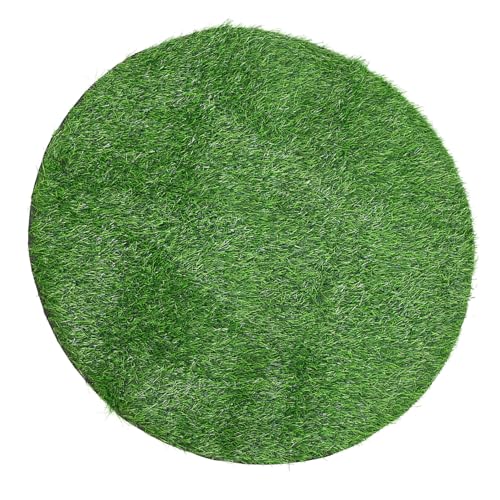 Homoyoyo Artificial Grass Rug for Patio Balcony Outdoor Decor, Thick 2.5cm Pile Height Simulated Lawn Mat, Realistic Fake Turf Pad for Dogs and Garden Use, 90cm Diameter Circular Design